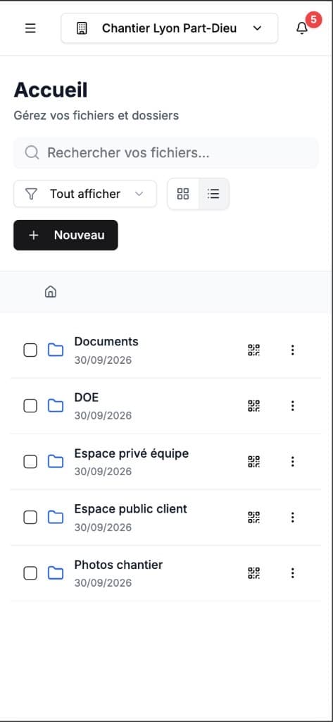 Gérez — écran mobile